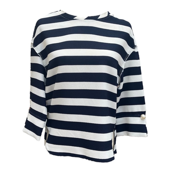 Zara Nautical Navy Striped Top | Small - Picture 9 of 14